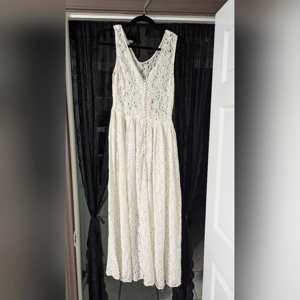 Vintage 80s 90s White Lace Dress - Picture 3 of 8